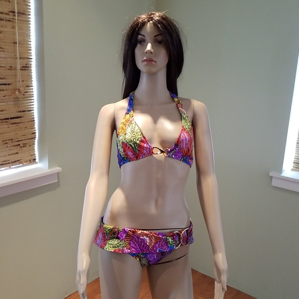 ABS Multi-colored Coral Print Bikini Size L